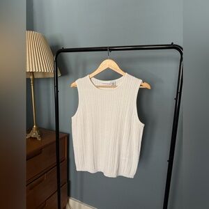 croft & barrow White Cable Knit Sleeveless Tank